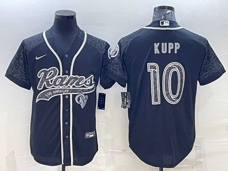 Men%27s Los Angeles Rams #10 Cooper Kupp Black Reflective With Patch Cool Base Stitched Baseball Jersey->los angeles chargers->NFL Jersey